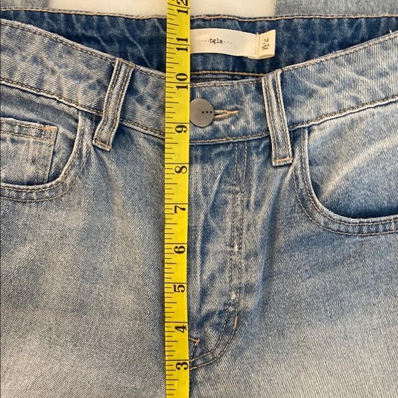 tgla Blue Flare Wide Leg Jeans with Vintage Distressing - Picture 8 of 9